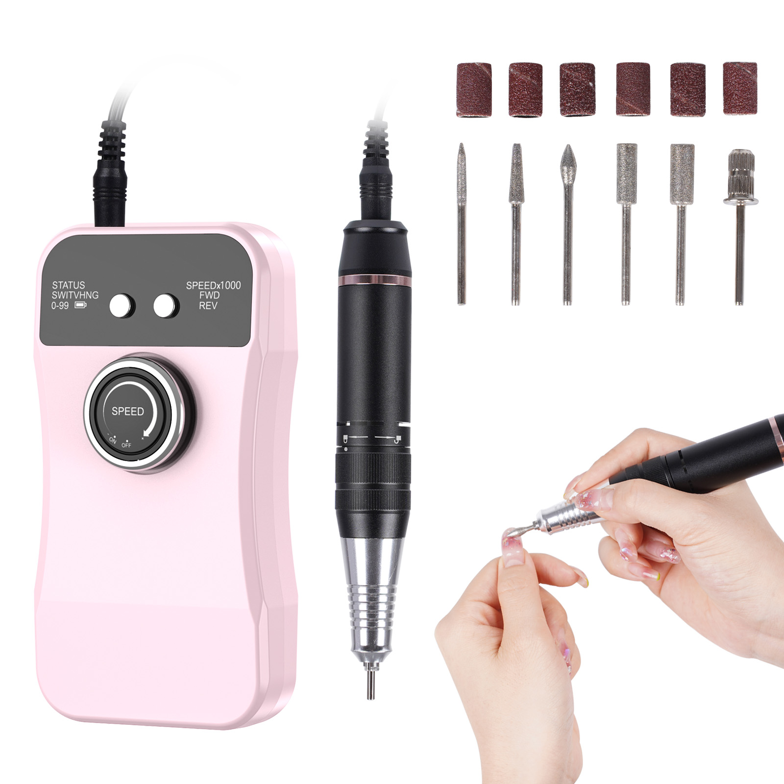 Amazon.com: Portable Electric Nails Drill,NexTrend USB Electrical  Professional Nail File Kit Set for Acrylic Gel Nails Manicure Pedicure  Polishing Shape Tools with Nail Drill Bits and Sanding Bands for Home Salon  :